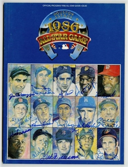 1986 All-Star Game Program Signed by 15 Hall of Famers (PSA/DNA)  (including Ted Williams, Joe DiMaggio, Stan Musial, Mickey Mantle, and Harmon Killebrew)